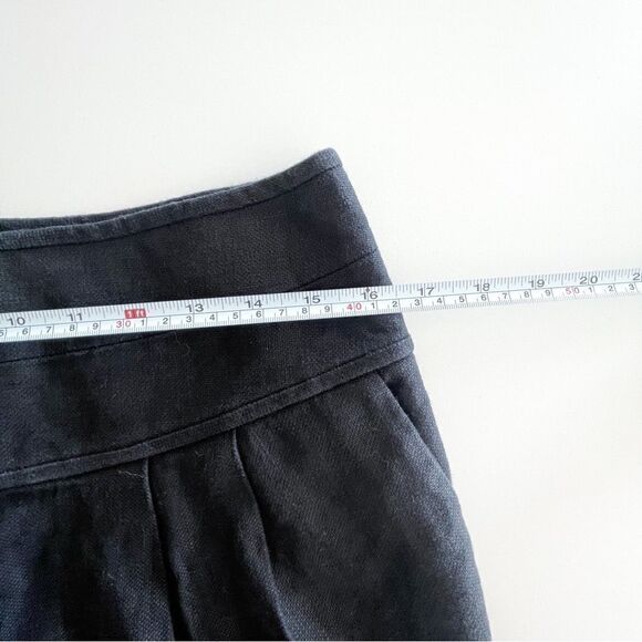 Tory Burch Schafer Linen Mini Skirt Black Women's 6 Lined Gold Buttons Pockets - Picture 11 of 11